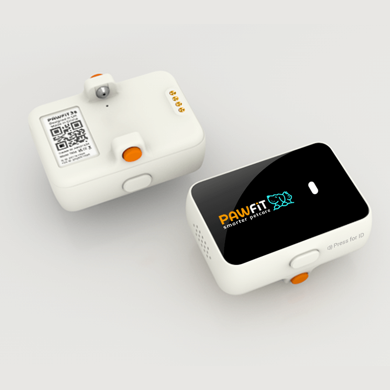 Front and rear views of the Pawfit 3 GPS dog tracker